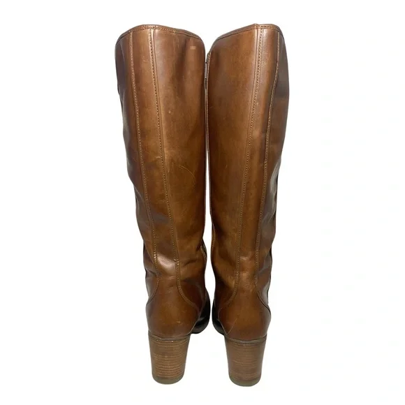 Fly London| Brown Leather Heeled Round Toe Boots With Zippers - Picture 3 of 17